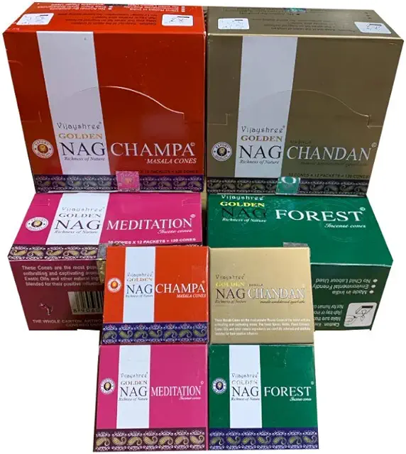 Incienso Golden Nag Champa - 4 Cajas x 10 Conos - Incenso Nag