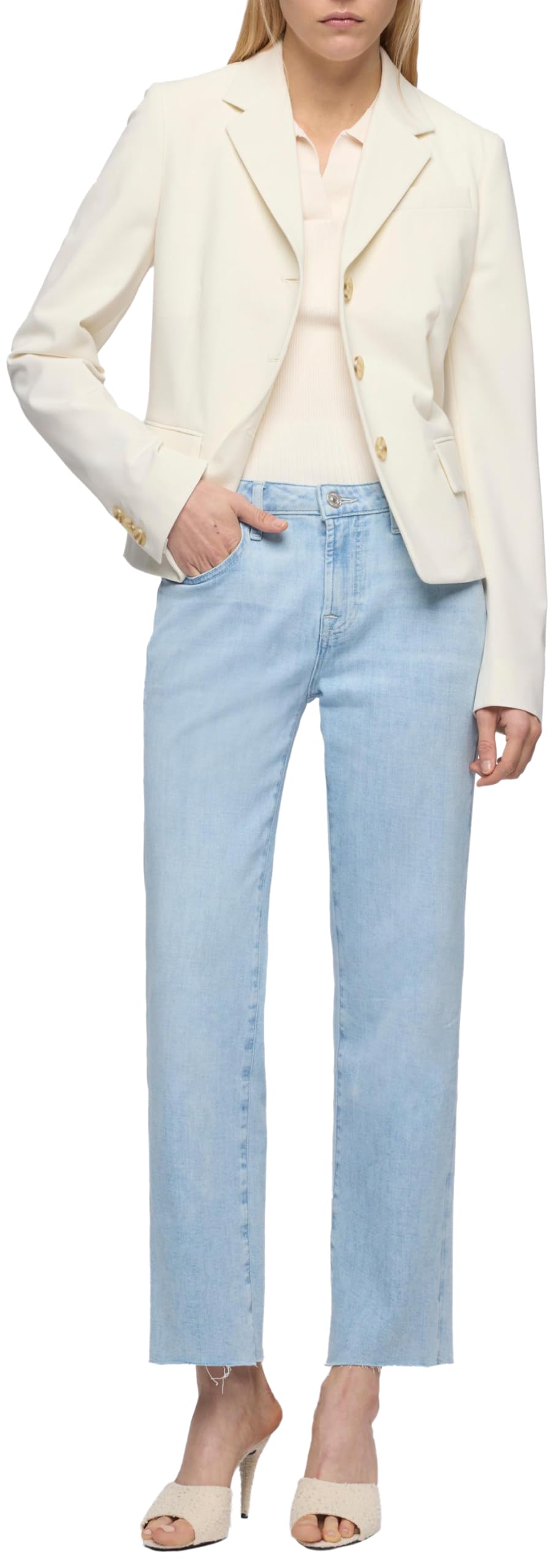 7 For All Mankind - Calie Straight Ankle Dewdrop with Raw Cut, Jeans Donna