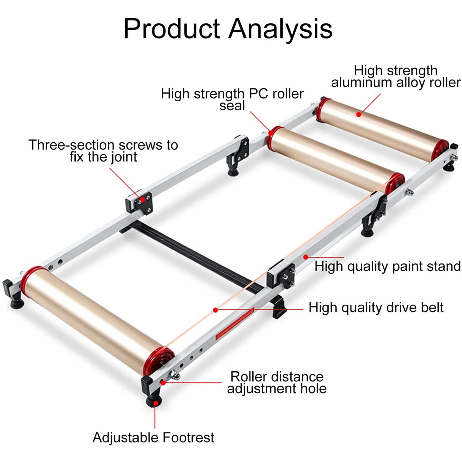 Rodillo de Bicicleta para Interior, Plataforma de Entrenamiento Bicicleta Plegable, Entrenador Rodillos Ajustable con 130 * 52 cm 5 Delanteros Ajustables Un diámetro Rueda 16-27 Pulgadas