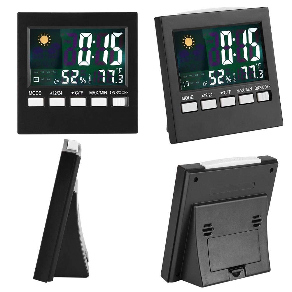 Pequeños Relojes Digitales, Reloj Despertador con TermóMetro Digital Despertadores de Viaje Calendario con Pilas Temperatura Humedad Pantalla Meteorológica con Retroiluminación para Hogar, Oficina