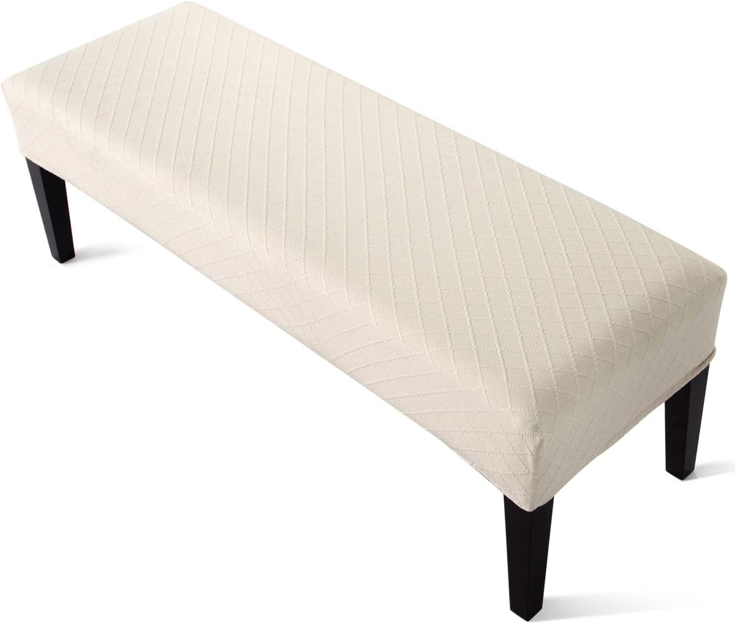 Polyester Bench High Stretch Slipcover Dining Room Bench Seat Cushion Cover Beige