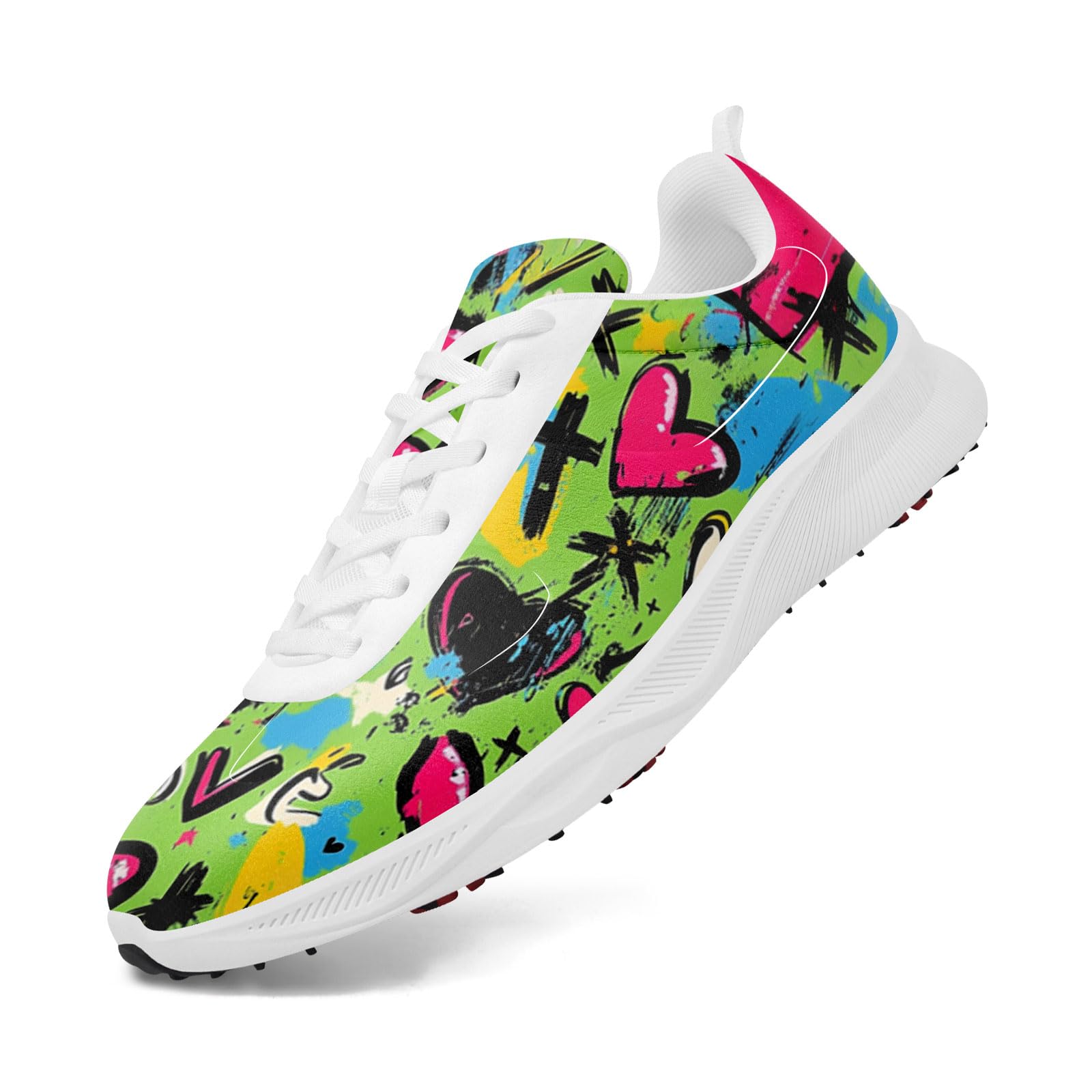 Onegam Breathable Golf Shoes for Men, Artistic Design Women's Spikeless Golf Sneakers with Heel Ventilation Sport Trainers