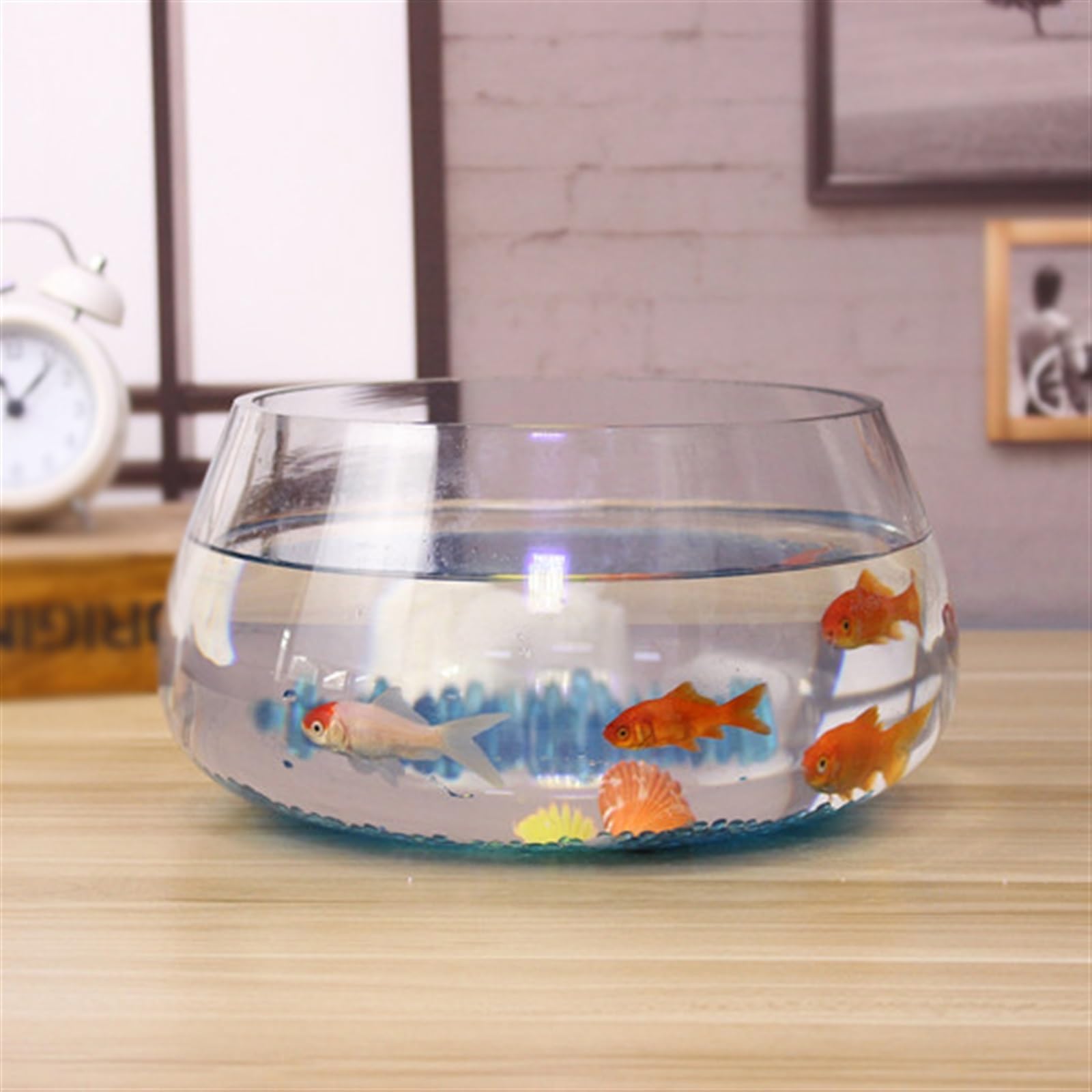 Acuario Tanque de Peces Redondo de Vidrio, Tanque ecológico pequeño for el hogar, Acuario Transparente, Escritorio, Tanque De Agua de Tortuga for el hogar, plantación Peces Acuario(Grande)