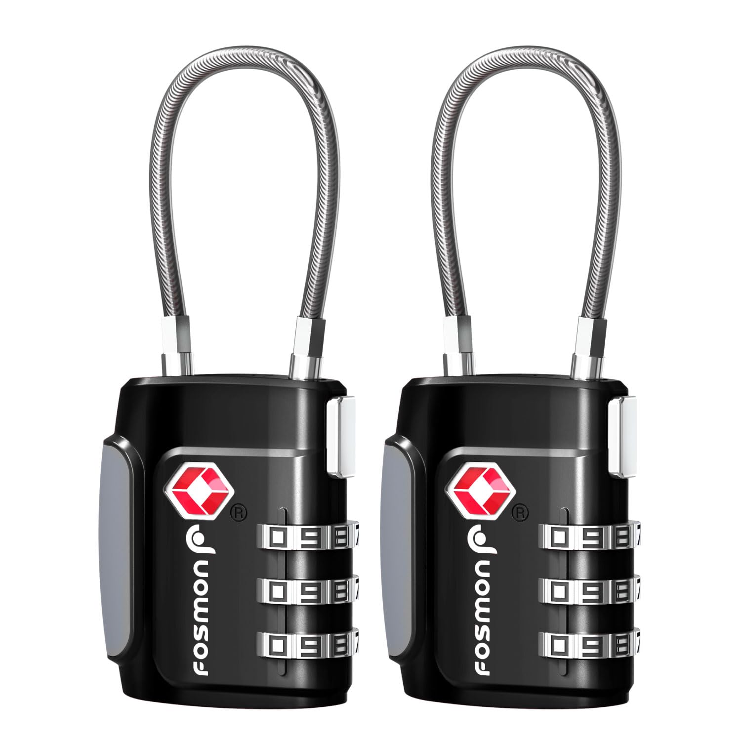 Fosmon TSA Approved Cable Luggage Locks, 3 Digit Combination, 2 Pack