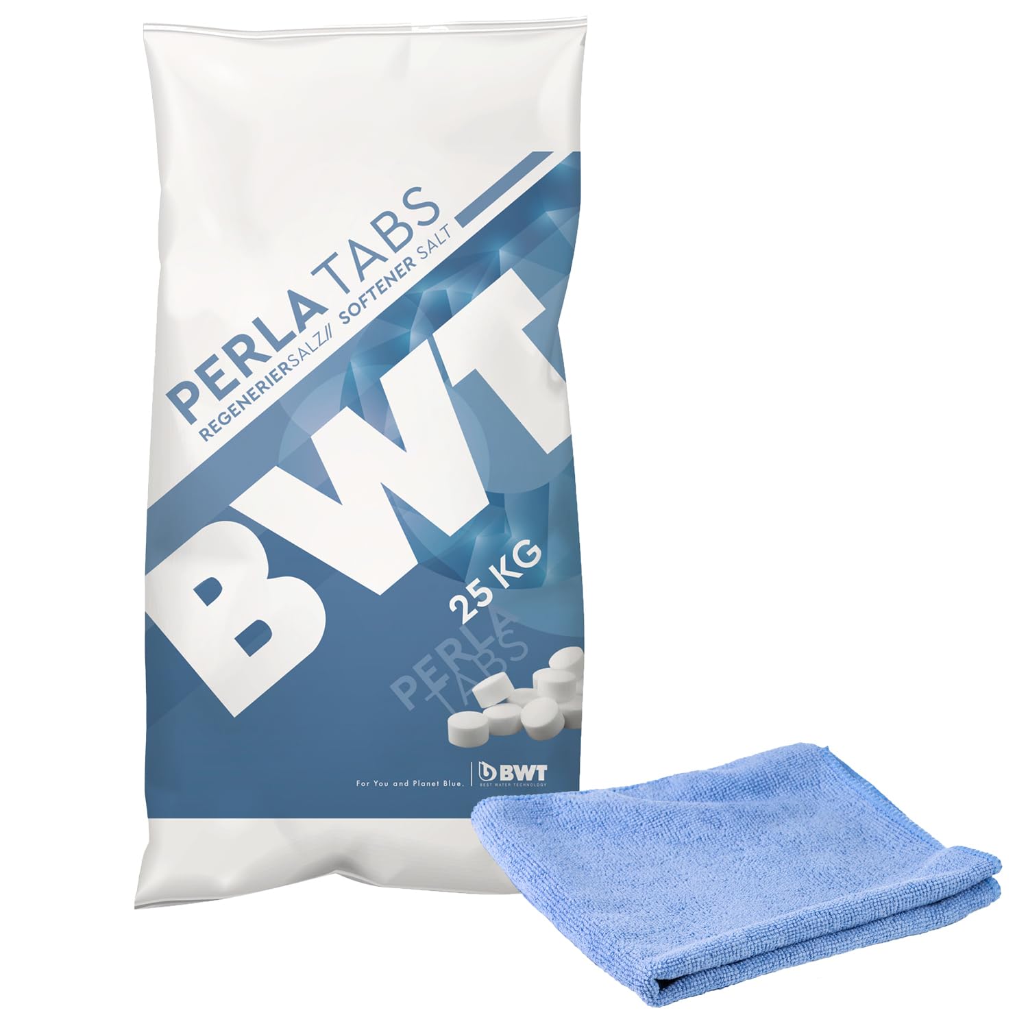 BWT Perla Tabs 94239 - Sal regeneradora (25 kg, incluye gamuza de microfibra), color azul