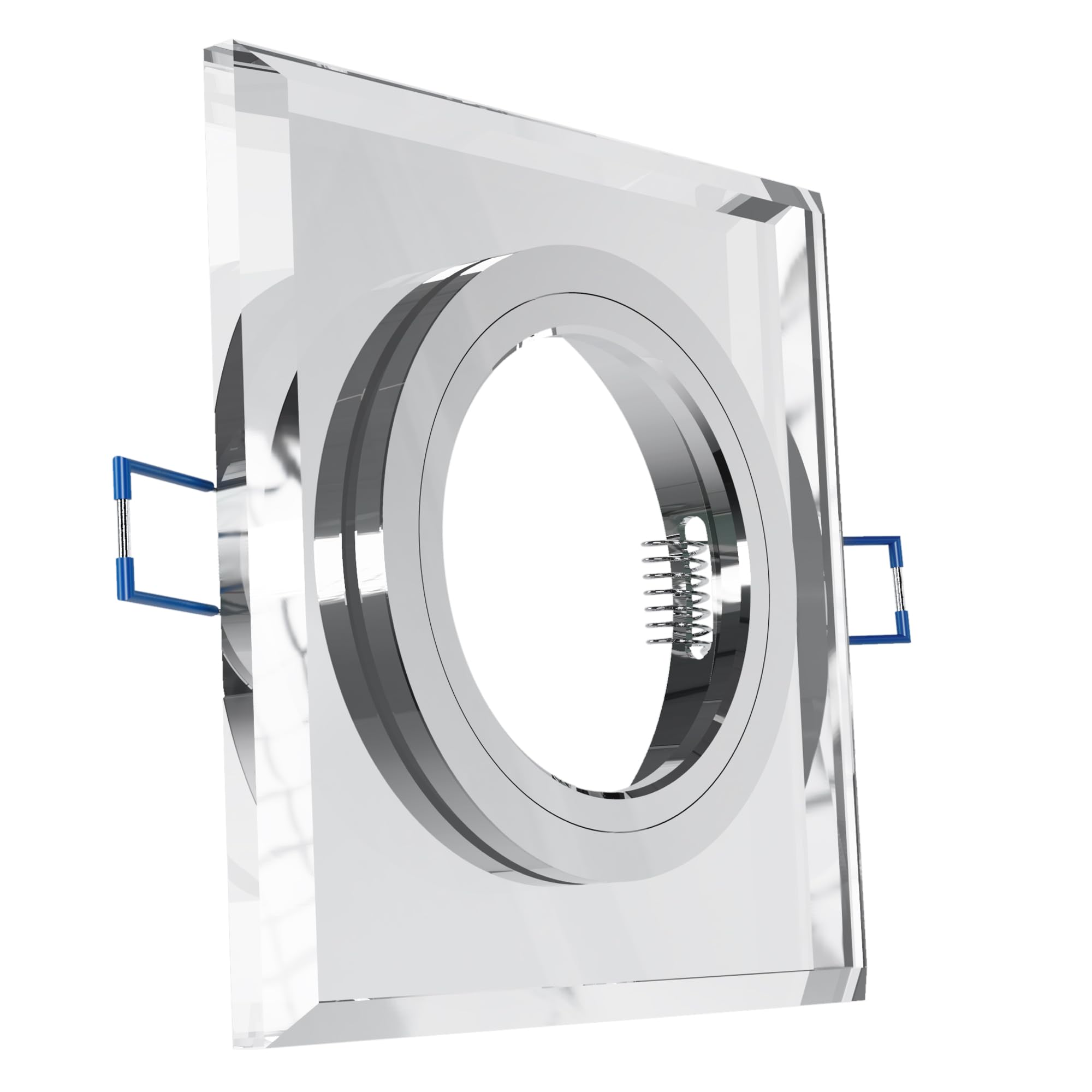 SSC-LUXon ALINA 6 Stück Einbaustrahler Rahmen Glas eckig spiegelnd Fassung für GU10 & Modul - Decken Einbauleuchte Lochmaß 60-70mm