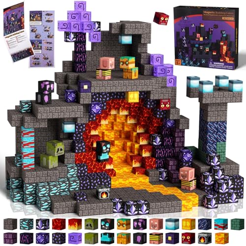 PQETBV Blocs de Construction Magnétiques, 100 Pièces Jouets de Construction Magnetique Enfant, Jouet Créatif Montessori Enfants 3 4 5 6 7 8 9 10 11 12 Ans Jeu