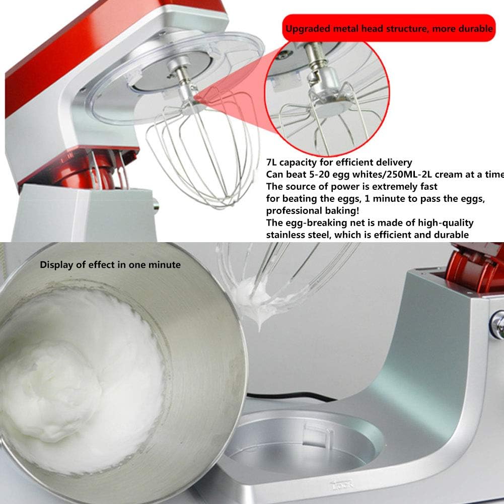 Stand Mixers for Baking 1500W Food Stand Mixer with 7L Bowl, in 6 Power Levels with Pulse Function, Includes Dough Hook, Whisk, Beater for Wheaten Food, Salad, Cake,Standard