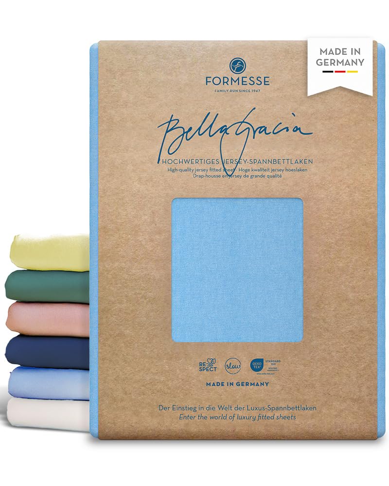 Formesse Jersey Spannbetttuch Bella Gracia hellblau, 140x200-160x220 cm
