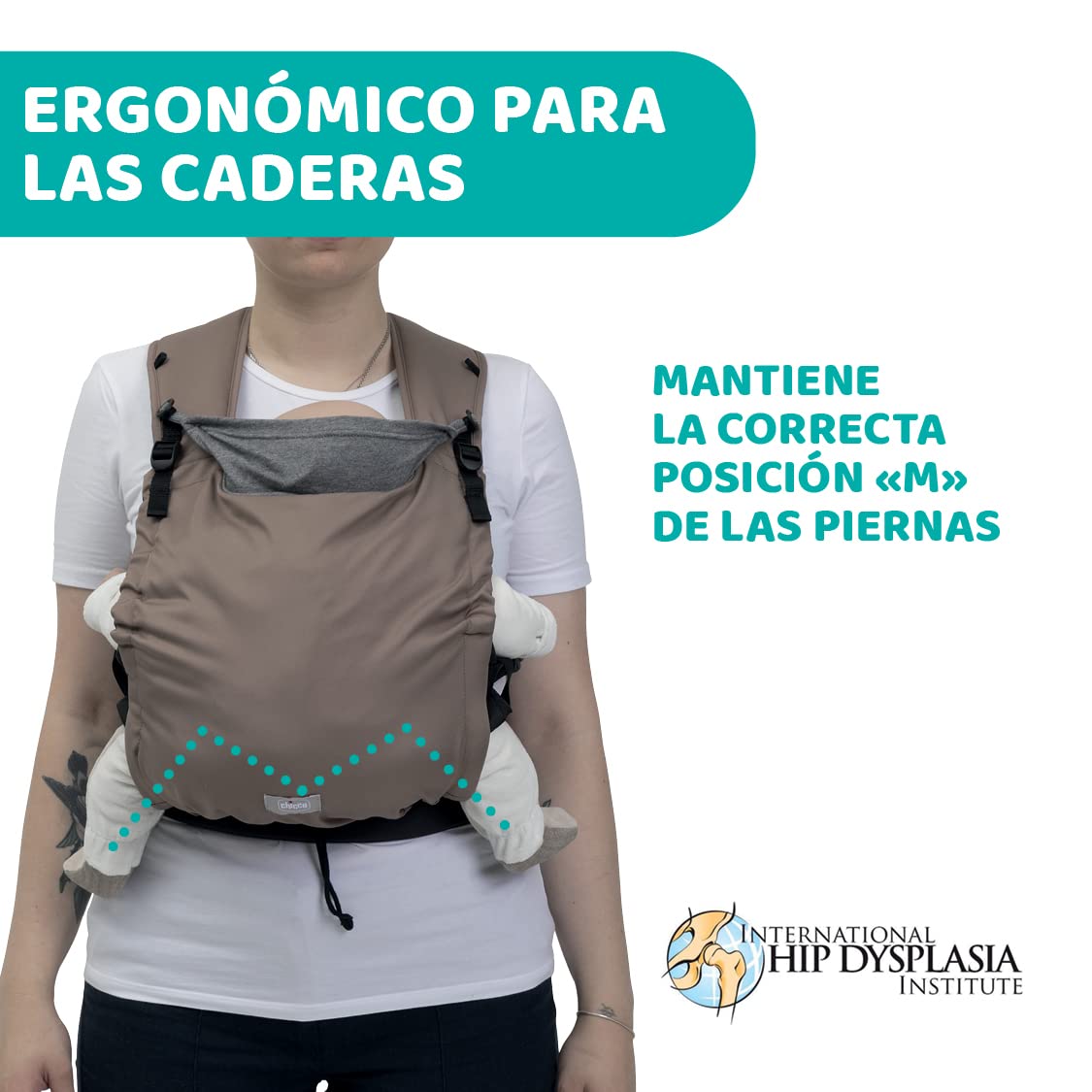 Chicco Skin Fit, Mochila Porta Bebé Ergonómica, Mochila Porteo Infantes de 0 Meses a 9 kg, Ajustable, Marsupio Infantes, Seguro para la Cadera del Bebé, Tirantes Cruzados y Acolchados, Capota, Beige