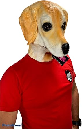 Rubber Johnnies Johnniesfx, GOLDEN LABRADOR MASK, Latex MASK, BEIGE, One Size, Animal MASKS, Farm, DOG, Halloween MASKS, Fancy Dress, CANINE, Dress Up, Adult