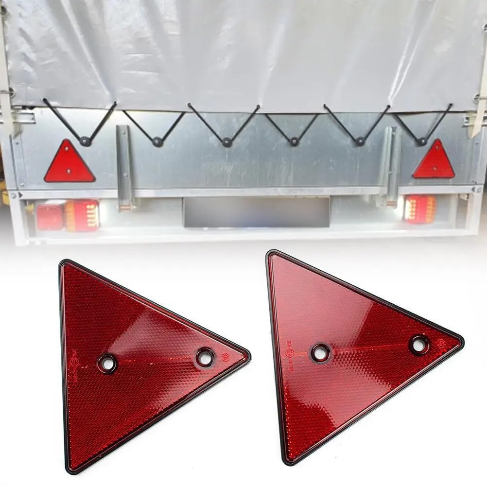 Triangolo di Sicurezza 2 Pezzi Catarifrangenti Posteriori Rossi triangolari Riflettenti per Pali di Sicurezza a Vite Triangolo Auto(A)