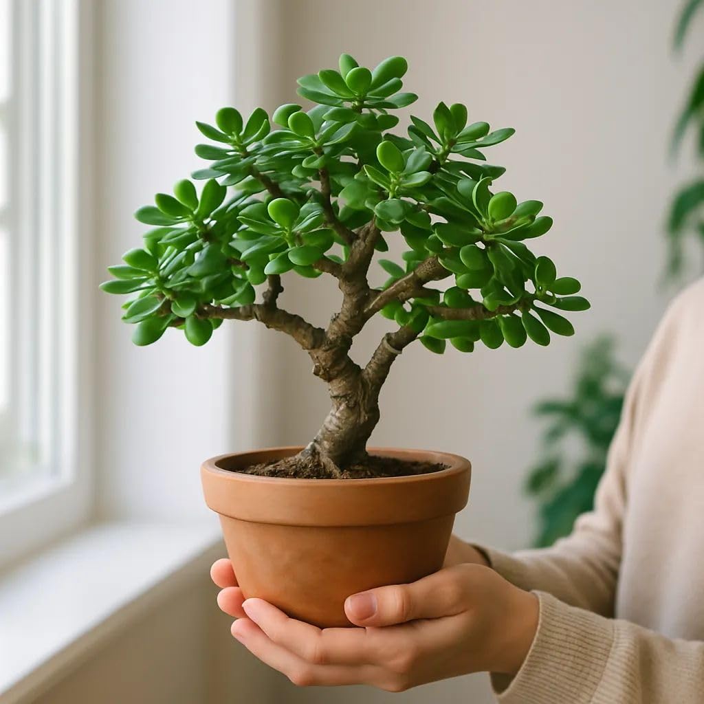 Jade Plant Live Succulent in Ceramic Pot, Green, Low Maintenance Indoor House Plant for Home Office Desk Décor, Good Luck Symbol set 1-image-22