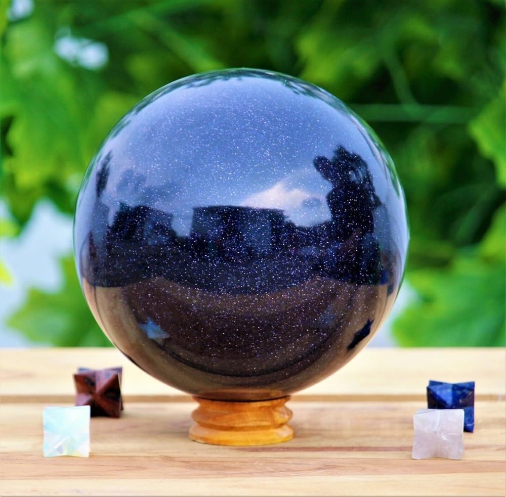 Amazon.co.jp: WAHOM 天然青砂水晶玉美しい癒しの水晶玉 (Size : 400