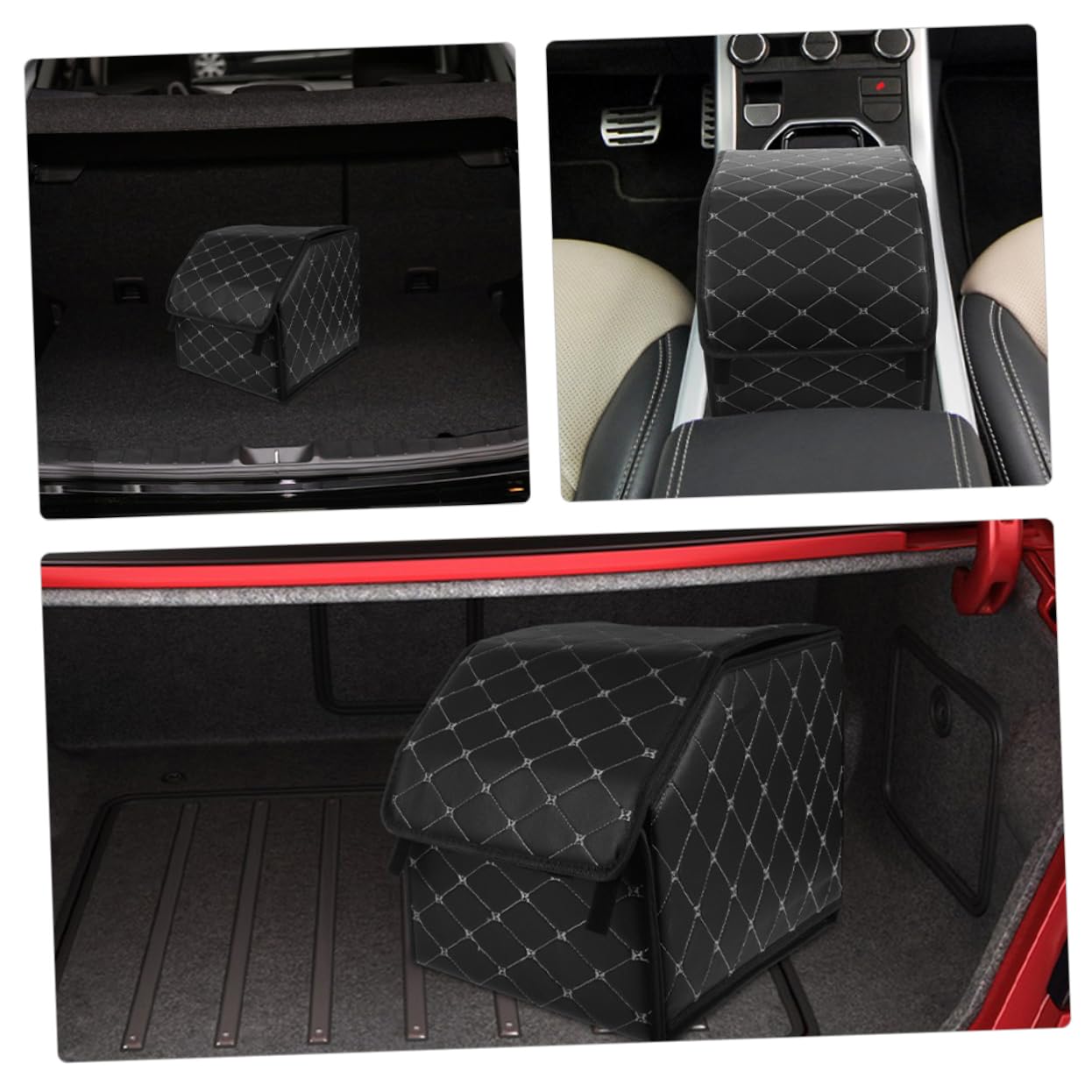 Organizer Baule Auto Pieghevole 2 Pezzi in Pu Nero | Box Salvaspazio, Pulizia Semplice e Rapido Inserimento, per Viaggi e Uso in Auto, 2pezzi
