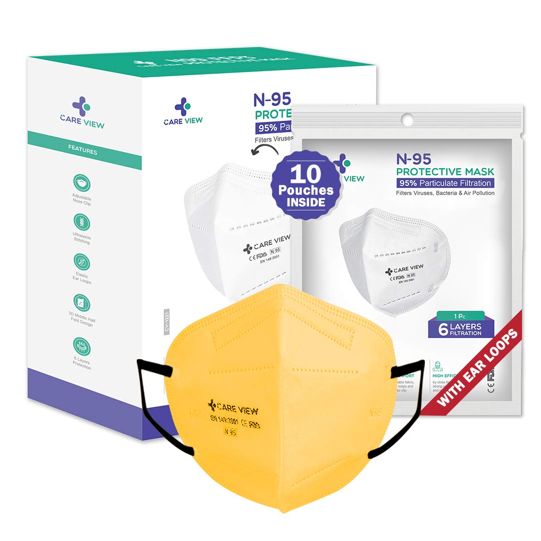 Careview N-95 Model No. CV1221 Ear Loop Style (Yellow Colour, Pack of 10) Anti Pollution Face Mask with 2 Melt Blown Layers (B08GZGBYPF) Amazon Price History, Amazon Price Tracker