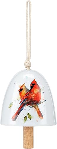 DEMDACO Acuarela Rojo Cardinal Par 6 x 2.5 Gres Colgante Mini Adorno Inspirado Campana