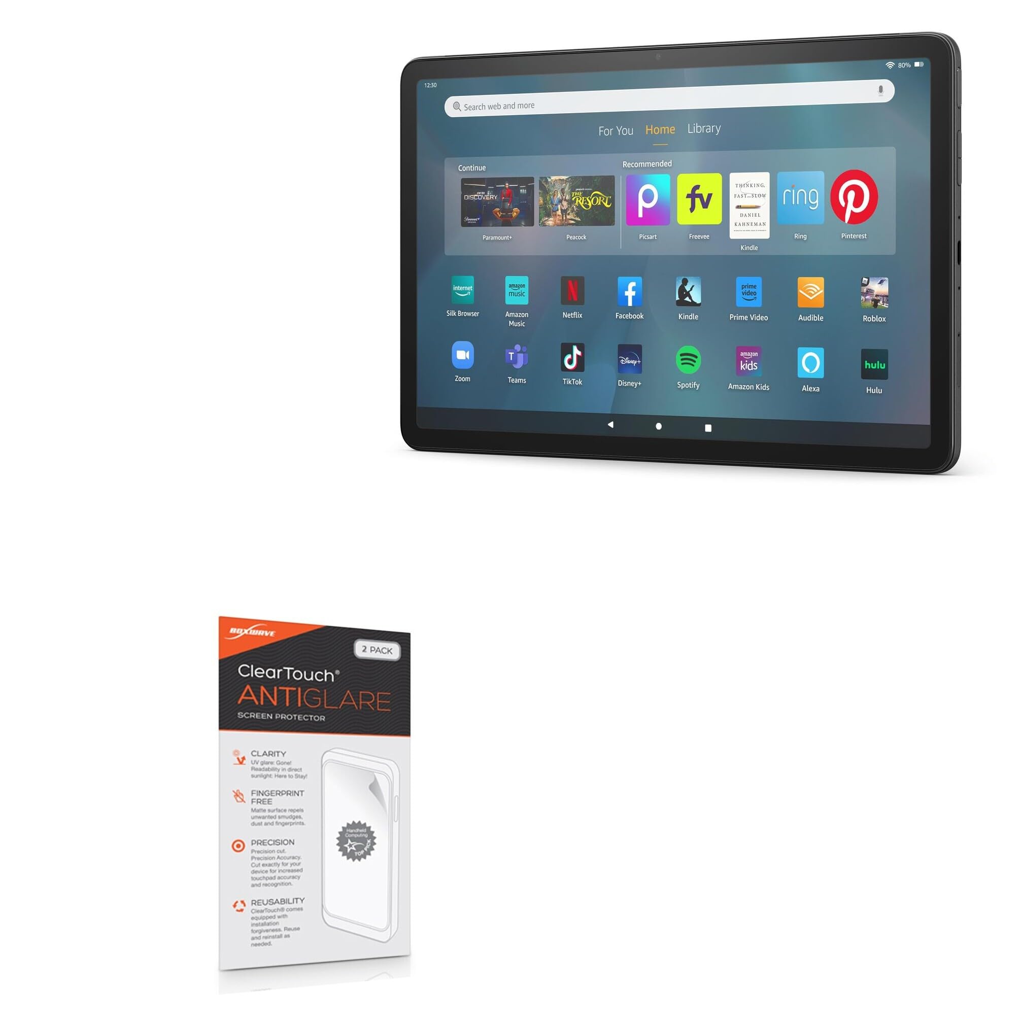 BoxWave Screen Protector Compatible with Amazon Fire Max 11 (2023, 13th Gen) - ClearTouch Anti-Glare (2-Pack), Anti-Fingerprint Matte Film Skin