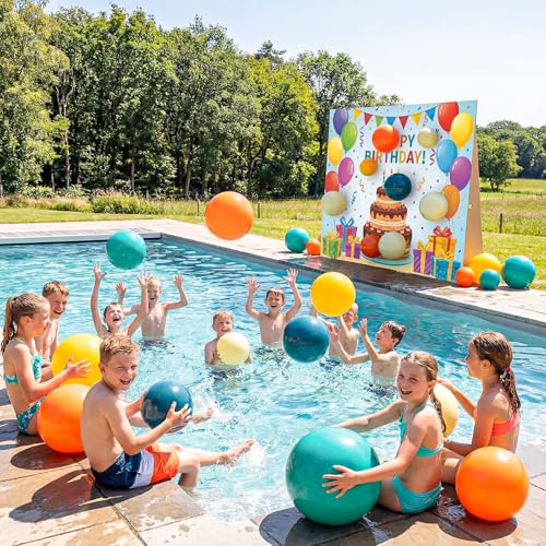 Realspring 24 Pcs Inflatable Beach Balls for Kids Bulk Pastel Solid Color Jumbo Beach Ball Swim Pool Floating Toys Baby Shower Birthday Summer Party Decor(Mainly Green, Yellow, Brown, White,10 Inch) - image 7