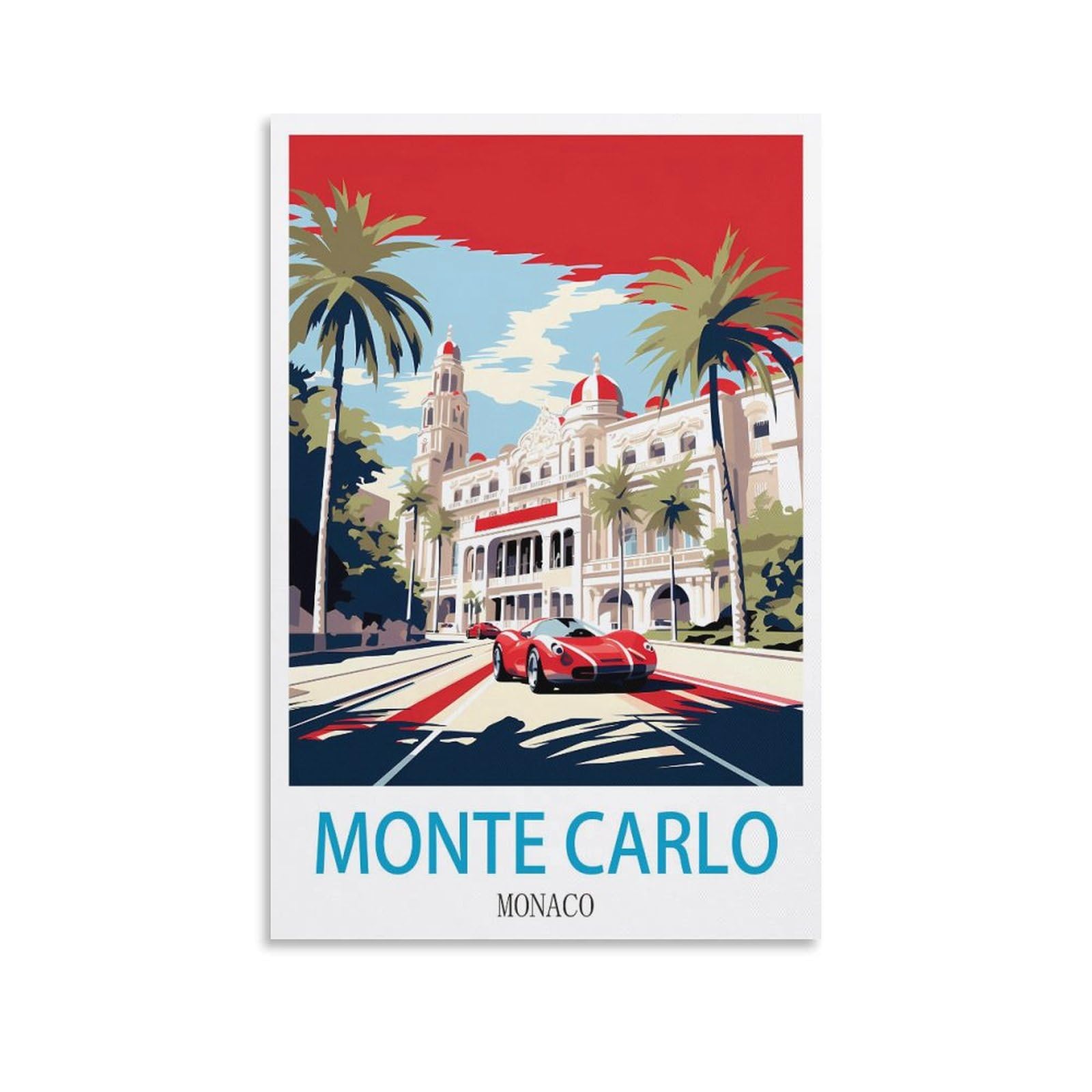 Xllyxygjq Unframe-Style Monte Carlo Monaco Vintage Travel Poster 16X24inch(40X60cm) Canvas Wall Art Poster Print Artwork Painting Picture For Home Decoration Living Room Office Bedroom