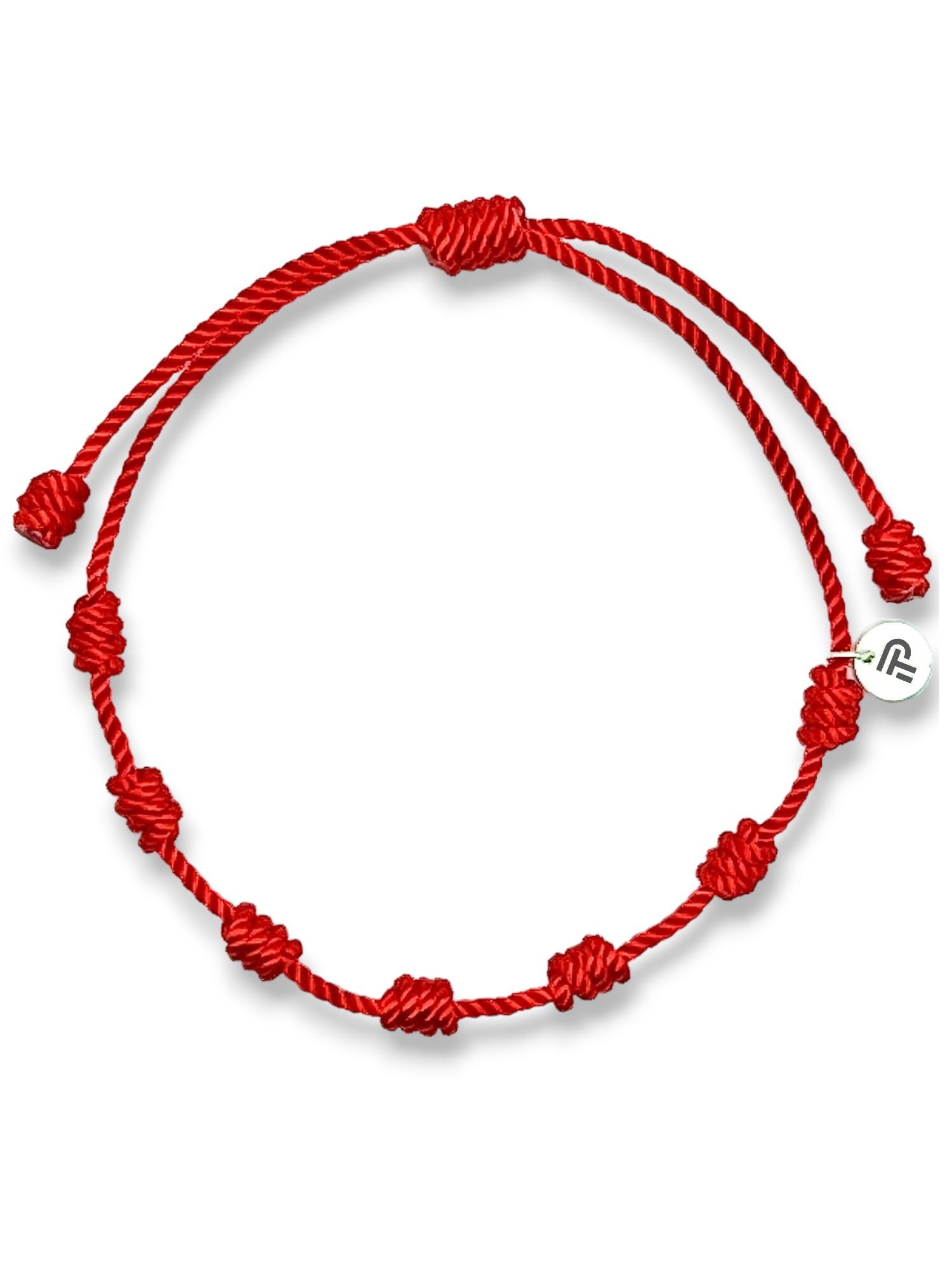 Pulsera siete nudos roja original - Contra el mal de ojo - Hilo rojo protección energía negativa - Amuleto para la buena suerte - Prosperidad familia amigos parejas (8 colores)