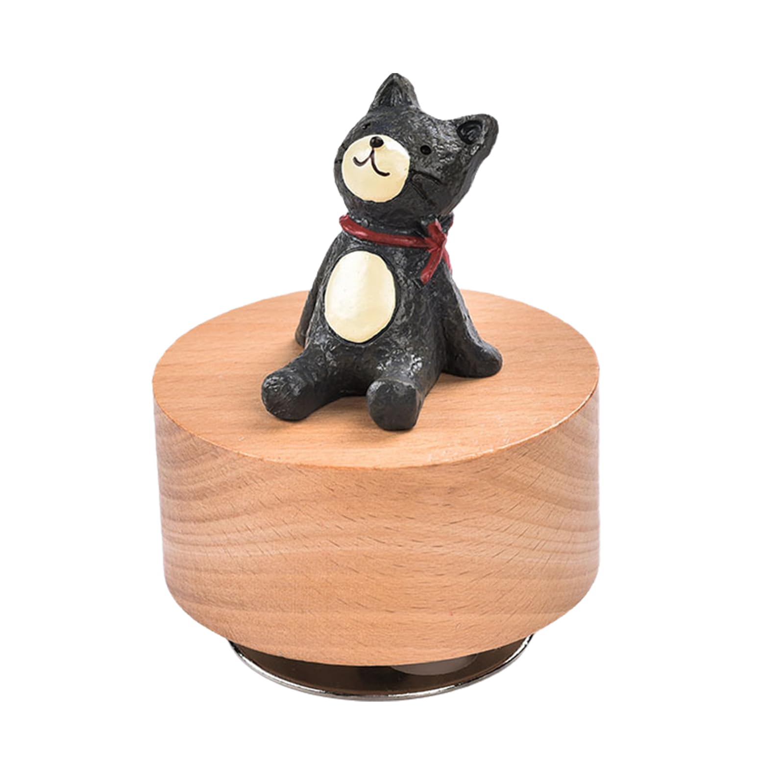 Maxtonser Wood Mechanical Music Box with Rotating Animal Figurine Ornament for Tabletop Decoration and Present for Music Lover