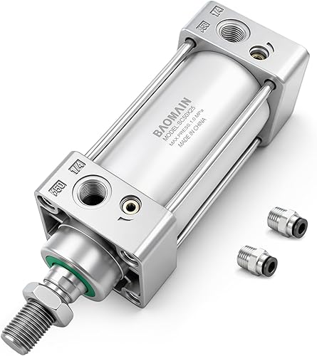 Baomain Cilindro neumático SC 63 X 25 PT3/8, Diámetro: 2 1/2 pulgadas, Carrera: 1 pulgada, Varilla de pistón atornillada de doble acción