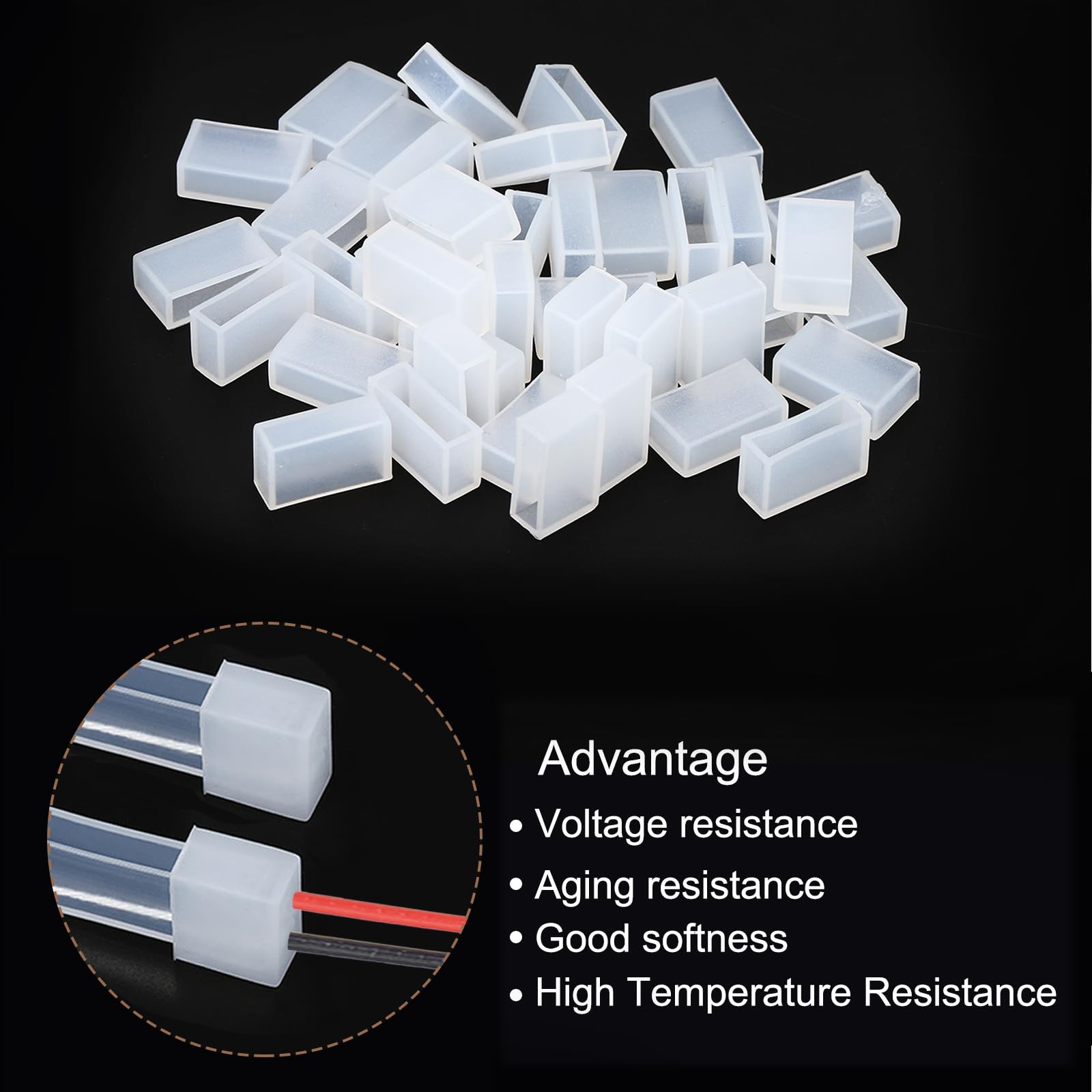 PATIKIL Silicone End Cap Plug Cover for Strip Light 80 Pack IP67 Waterproof Fit 12mm Wide LED Strip Light - Image 3