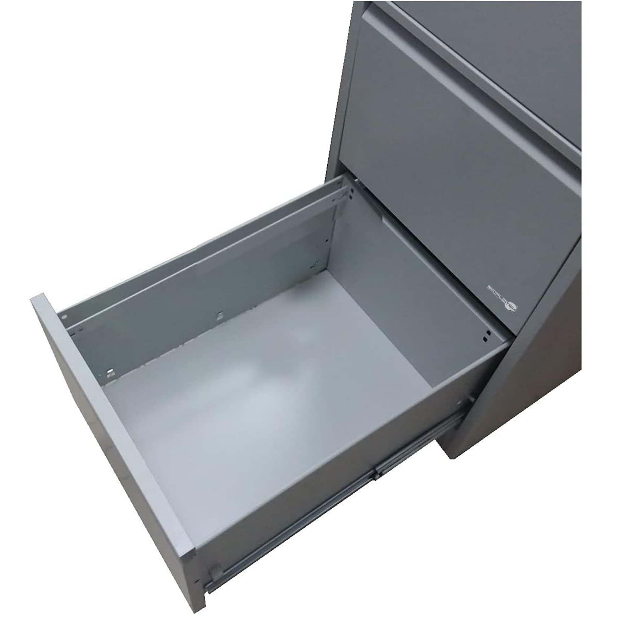SIMPLETEK - Classificatore Documenti Metallo 4 Cassetti Serratura di Sicurezza Mobile Archivio Ufficio Cartelle Sospese A4 Grigio con Raccoglitori (Ricondizionato)