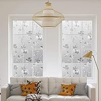 Vista 4 de Calcomanías de vidrio estáticas de flores de hibisco, película de ventana de bloqueo solar de 23.6 x 78.7 pulgadas