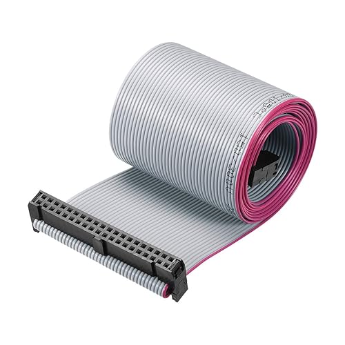 Vista 7 de uxcell Longitud plana del conector FC/FC del cable de cinta del alambre de IDC 18 pernos 8.3 ft m de la echada el 3.3 ft gris