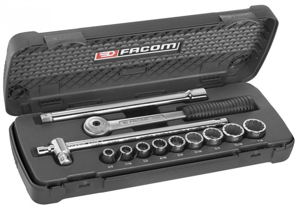 FACOM Steckschlüssel 5/8 Zoll | 12-Kant, 1/2 Zoll Antrieb | Glanzverchromt | 1 Stück