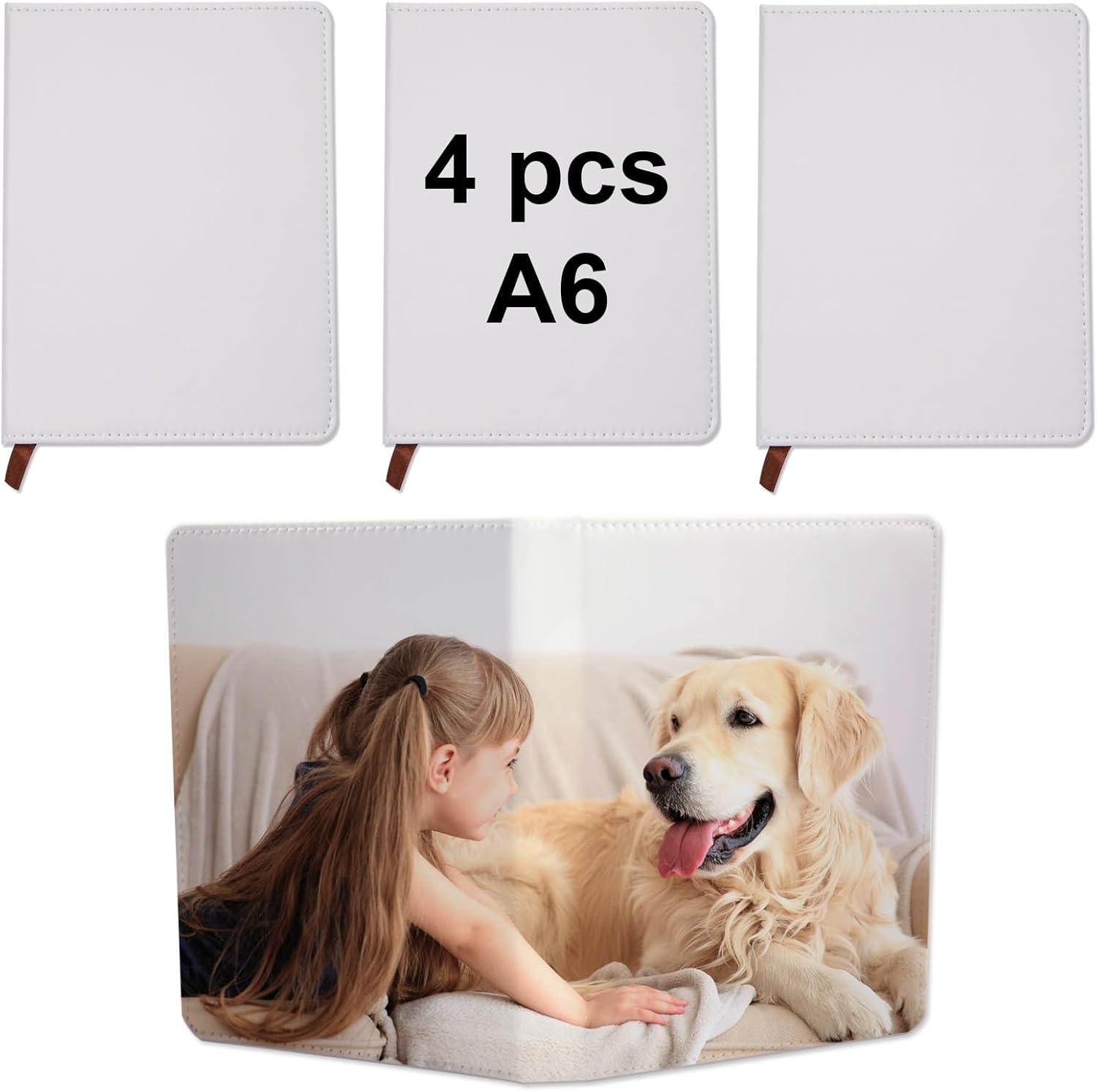 4 Pcs sublimation notebook blank A6 190 Pages sublimation journal blank， Sublimation Journal Notebooks for School Office Supplies imitation Faux Leather sublimation notebooks (A6 （5.7 x 4.3 Inch）)