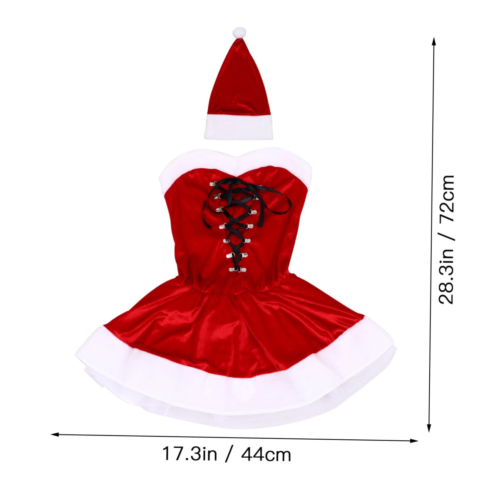 1set Abito Da Festa Di Natale Per Donne Con Cappello e Cintura Costume Da Palcoscenico Elegante Vestito Comodo Per Eventi Festivi e Cerimonie Taglia