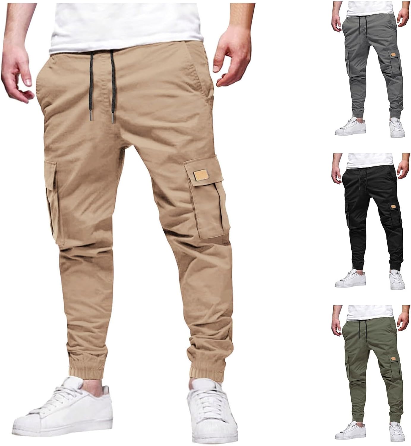 Cargo Pants for Men Big and Tall Elastic Waist Jogging Pants for Men