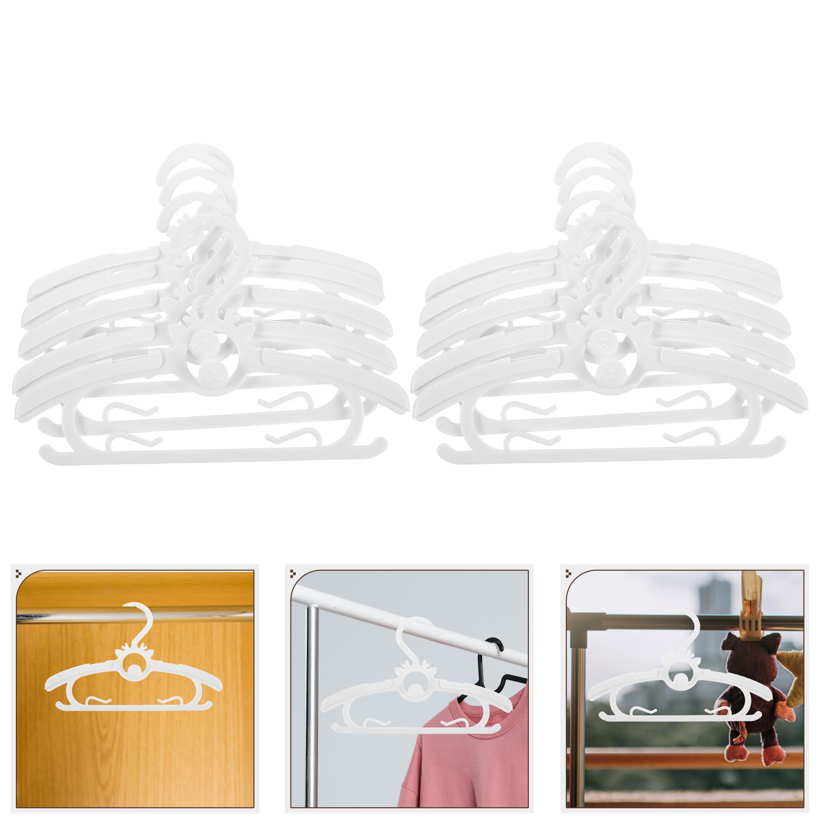YARNOW 30 Piezas Perchas para Bebés, Perchas para Pequeños Extensibles de Plástico Blanco, Ajustables, Telescópicas, Ahorro de Espacio, para Vestidos y Ropa, para Armario Infantil