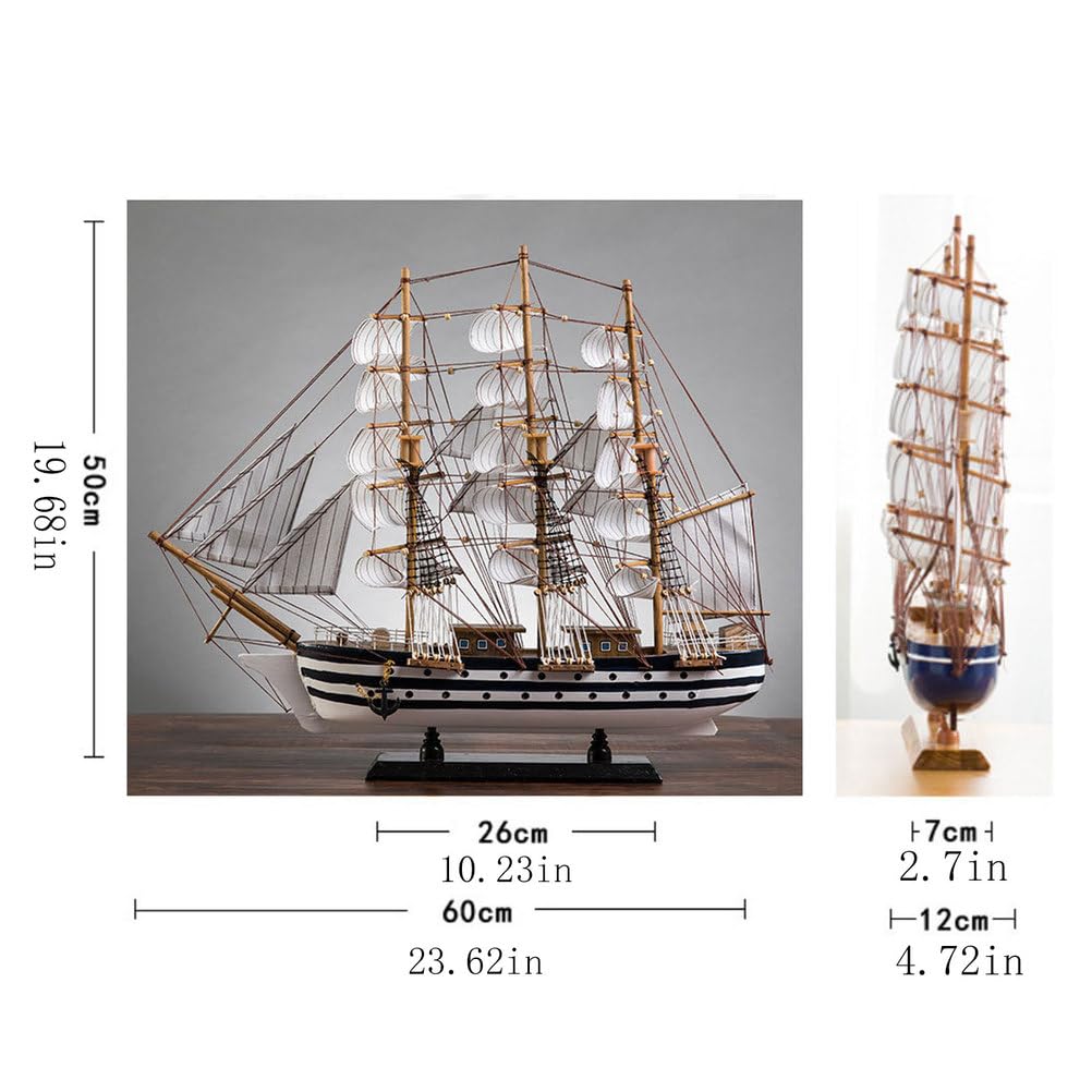 YLME Modellino di Nave in Legno, Modello di Nave Alta Completamente assemblato da 60 cm, Arredamento Nautico Europeo per Ufficio, Simbolo di Avventura e Coraggio, per Esposizione in Ufficio