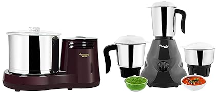 Butterfly Hero 500 - Watt Mixer Grinder With 3 Jars (Grey) & Hippo 2.0 L Table Top Wet Grinder, Cherry Combo