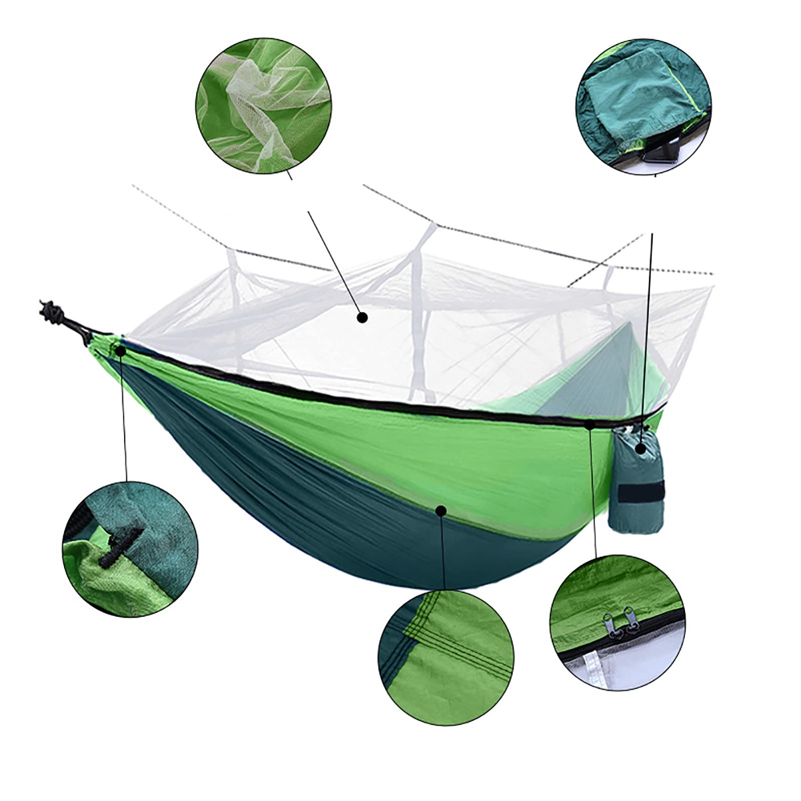 amaca da campeggio, Campeggio 2 persone - 300 kg Viaggio 260 x 140 cm Set con moschettoni per spiaggia viaggio trekking