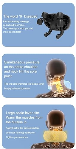 Miniatura 2 de Masajeador de cuello y hombros con calor, almohada de masaje shiatsu de tejido profundo para aliviar el dolor muscular para cuello, espalda,