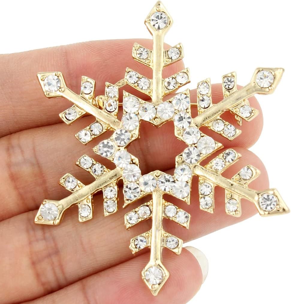 EVER FAITH Austrian Crystal Winter Snowflake Flower Star Elegant Brooch Pin Clear - Image 6