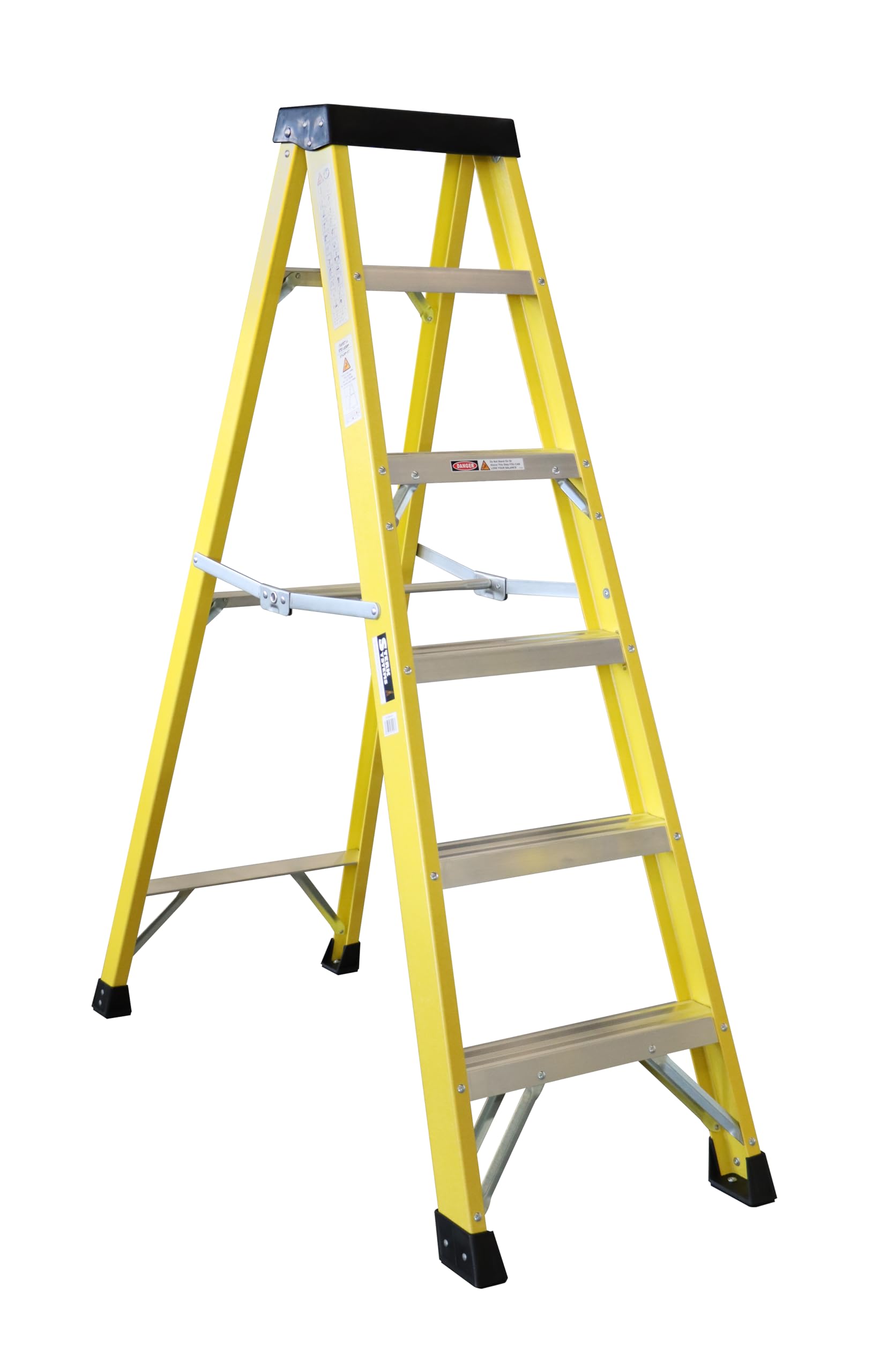 6 Tread Fibreglass Step Ladder 30000v - Electricians Heavy Duty Tread EN131 - GRP Step Ladder
