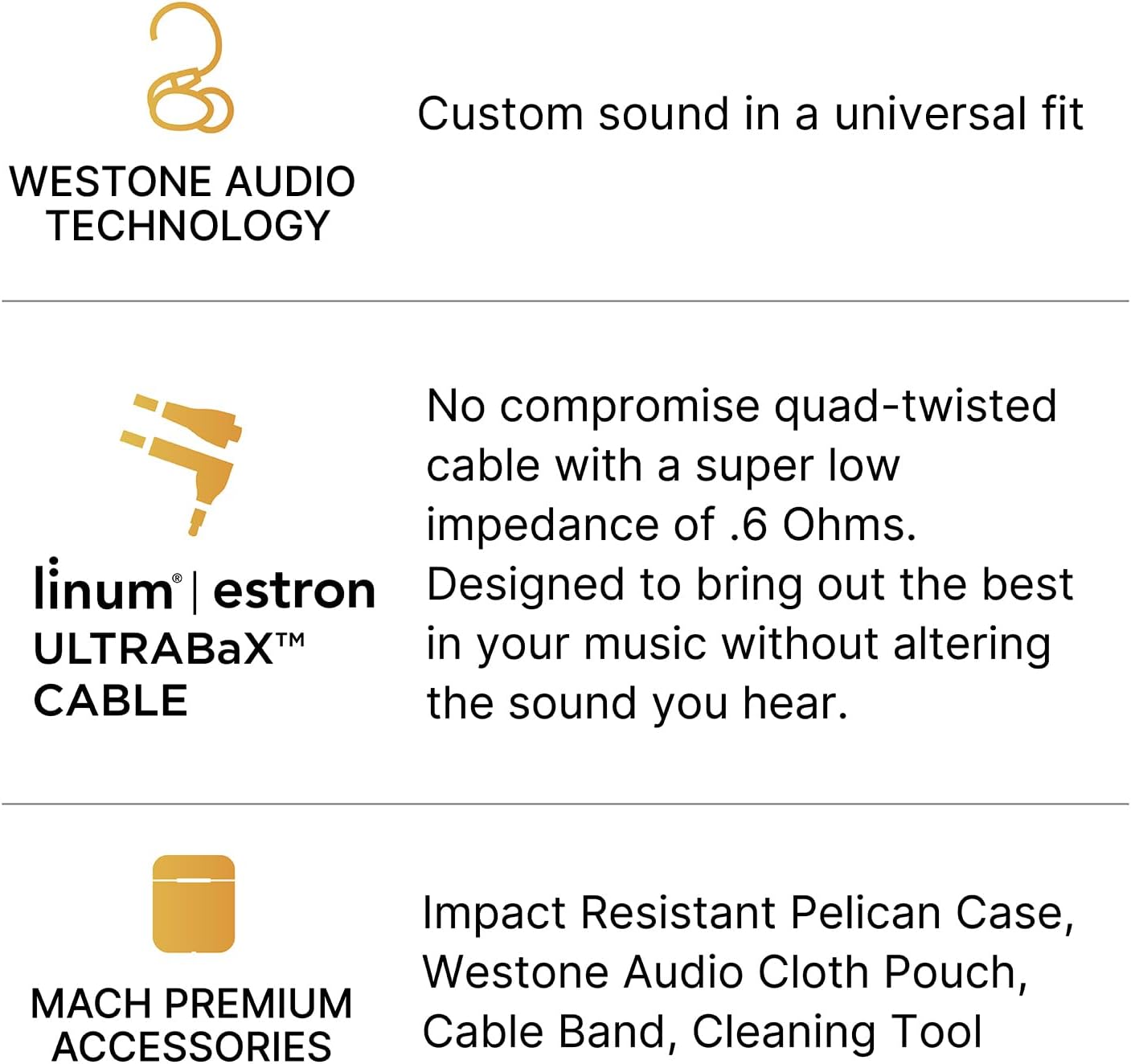 Westone Audio - Mach 80 Universal IEM Wired Earbuds - 8 Balanced Armature Professional Musician in Ear Monitor Earphones with Linum® ESTRON ULTRABaX™ T2 Cable