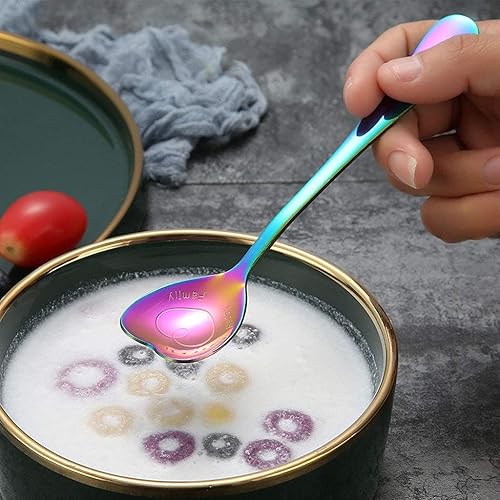 Miniatura 3 de Juego de 7 cucharas de acero inoxidable, cucharas en forma de corazón, cuchara de café, cuchara de postre, cucharas de helado, cucharas de té,