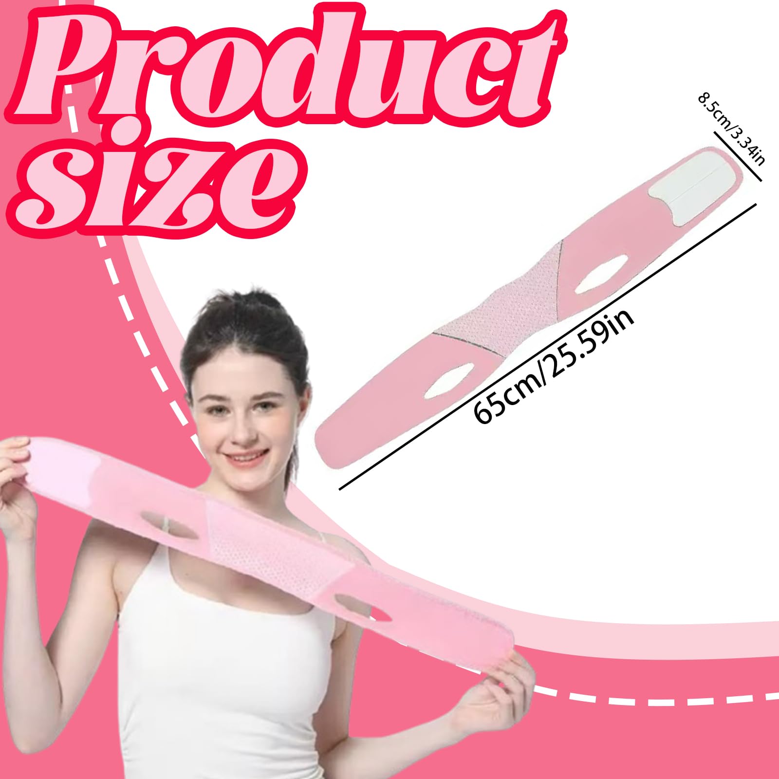 Maska do usuwania podwójnego podbródka, maska na twarz, nadaje się do prania, maska podnosząca V, regulowana, oddychająca, podwójny podbródek, unisex, do liftingu twarzy (różowa)