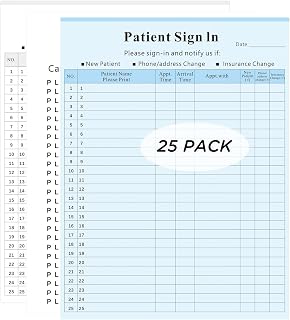 Patient Sign in Label Forms, Joyfulmap 25 Patient Sign in Sheets，25 Peel Off Adhesive Labels/Sheet, Compliant for Confidentially in All Medical Offices, Doctors, Clinic, Blue, 8-1/2" x 11"