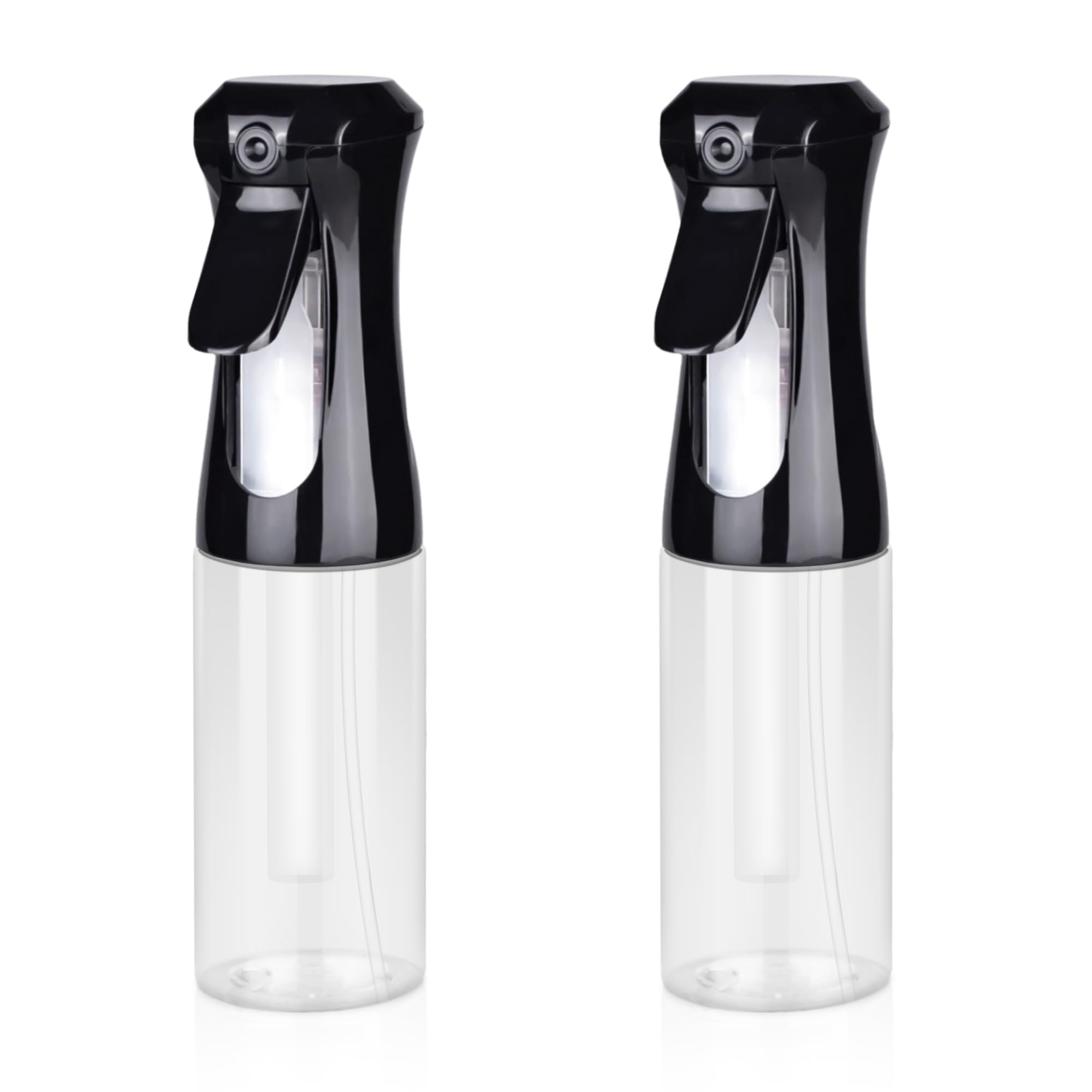 HPPFFY Continuous Spray Bottle for Hair, 2Pack Black 6.8oz Mister Spray Bottle, Hair Spray Bottles for Hairstyling, Cleaning, Plants, Pets, Salons &