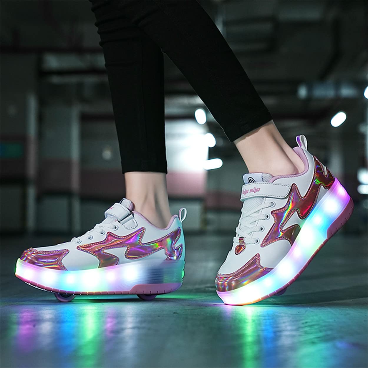 Zapatos con Ruedas Zapatillas con Dos Ruedas para niños y niña Led Luces Zapatillas con Ruedas Se Puede Bambas con Ruedas Carga con USB Automática Calzado de Skateboarding