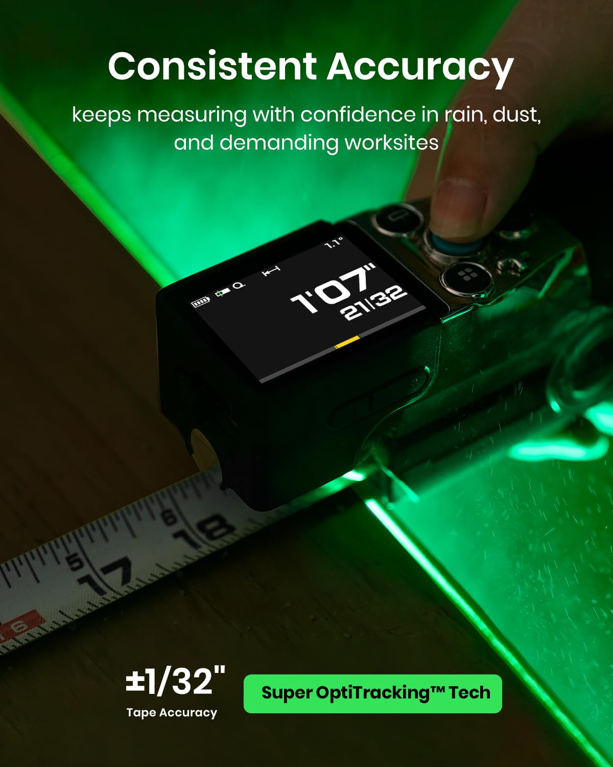 MiLESEEY XTAPE1 Digital Tape Measure with Laser, All in One Professional 1/32" Accurate Auto Lock Tape Measuring Tool with Green Aligning Laser, Replaceable Tape Modular, P2P, APP Sync, Gift for Men