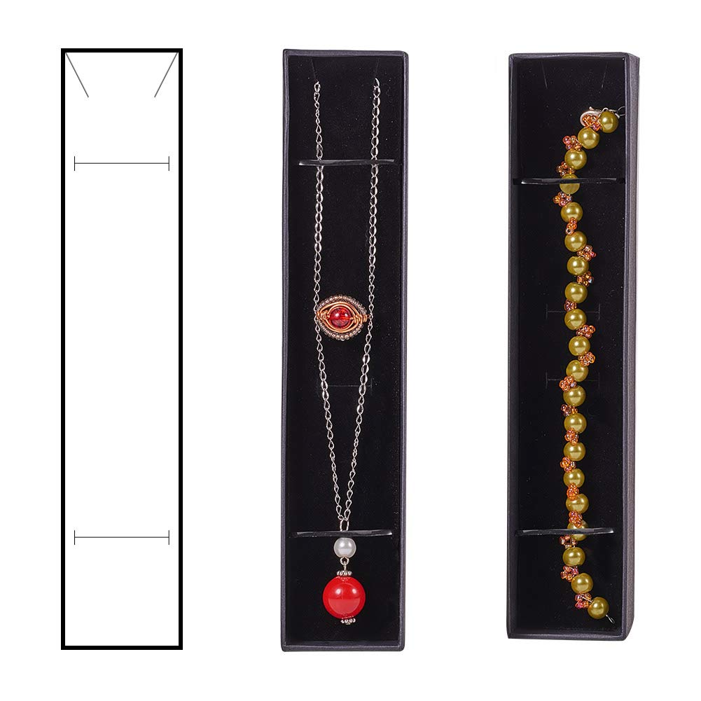 BENECREAT 12 Pack Scatola di Cartone Craft Craft Box Nero con Elegante Pad in Velluto per Bracciale Presentazione Collana 22,5x5x3cm